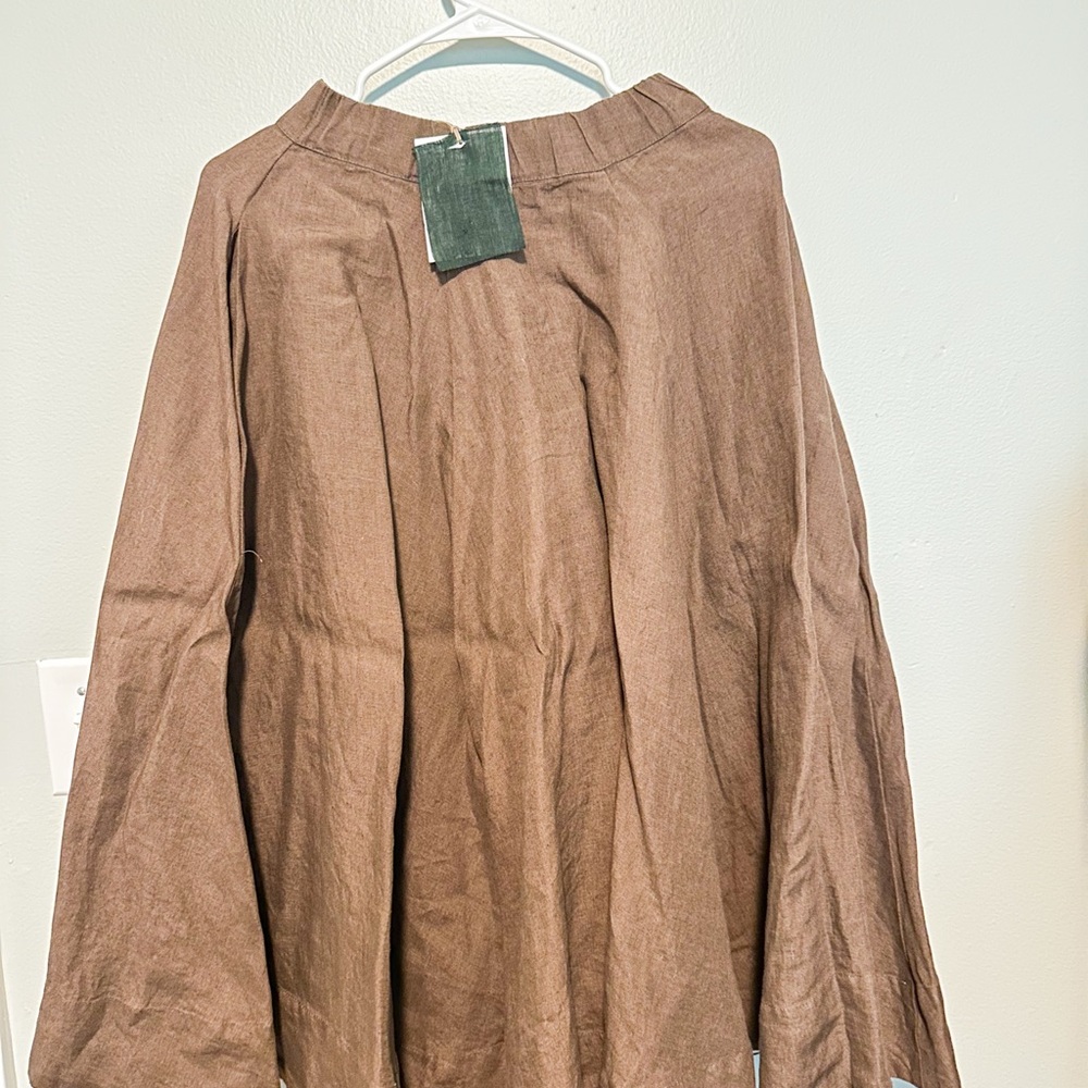 Son de Flor Brown Classic Linen Skirt